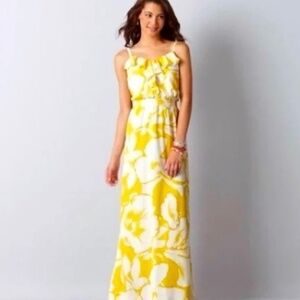 Loft, yellow & white maxi summer dress, size 6